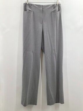 Women's 26 Tall Gray Pants Office Work Flat Waist Straight Leg Pockets Stretch